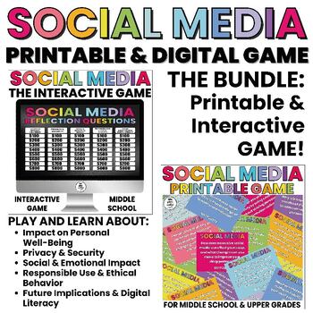 Preview of Social Media Safety | Interactive Printable & Digital Game | Reflections