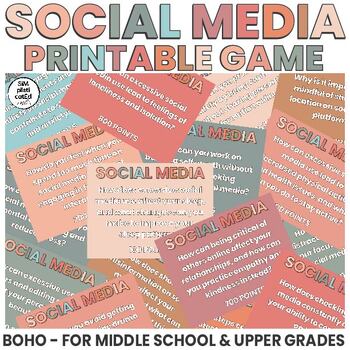Preview of Social Media Safety | Printable Game | Reflection Questions | BOHO