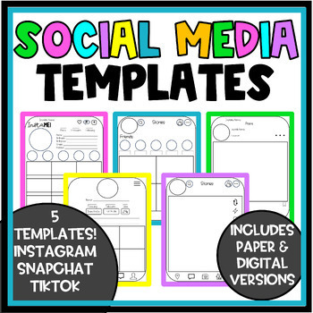 Preview of Social Media Templates ELA History Social Studies Science Math