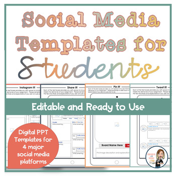 Preview of Social Media Templates for Students (Editable)