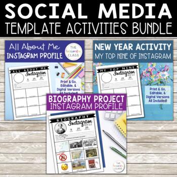 Preview of Social Media Template Activities Bundle | Distance Learning