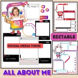 Social Media Theme All Abou Me / Editable/ For Kindergarten