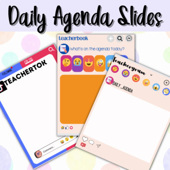 Preview of Social Media Themed- Daily Agenda Slides