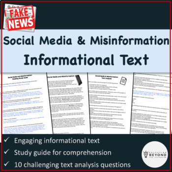 Preview of Social Media and Misinformation Informational Text | Media Literacy | Grades 7+