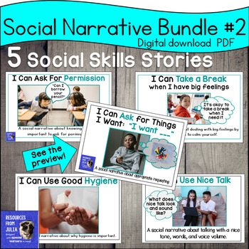 Preview of Social Narrative Bundle Taking a Break Asking for Permission and Requesting