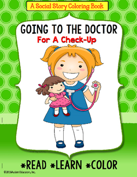 Preview of DOCTOR VISIT Social Narrative Coloring Book (Girl version) for Autism