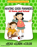 Social Narrative  MANNERS Coloring Book with FREE Worksheets for AUTISM