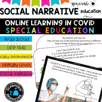 Preview of Social Narrative-VIRTUAL ONLINE LEARNING DURING COVID A story for SPED