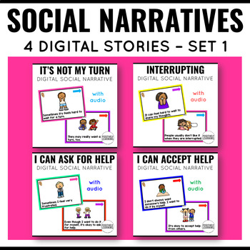 Preview of Social Narratives Digital Social Skills with Audio | Self Regulation