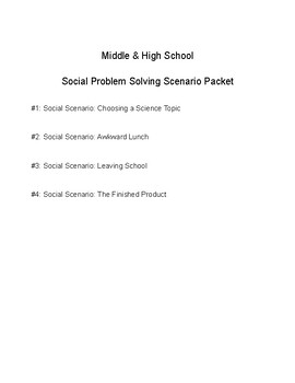 Preview of Social Problem Solving Scenario Packet: Middle & High School