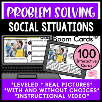 Preview of Social Problem Solving No Prep Speech Therapy Boom Cards