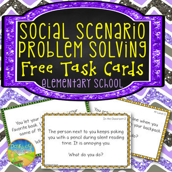 Preview of Social Problem Solving Task Cards & Journal Prompts - Free SEL Skill Activities