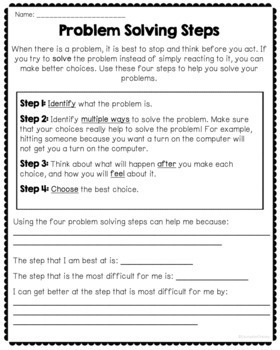 social problem solving worksheets free by counselor chelsey tpt