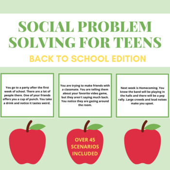Preview of Social Problem Solving for Teens: Back to School Edition - Task Cards