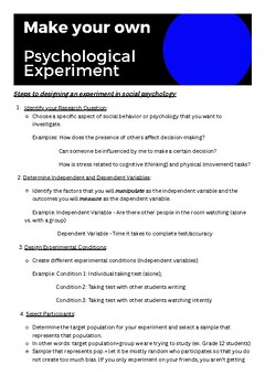 Preview of Social Psychology Make Your Own Psychological Experiment!