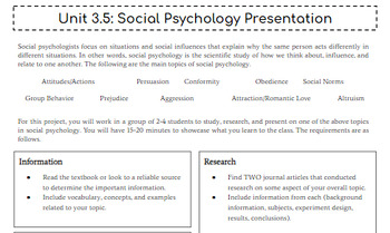 Preview of Social Psychology Presentation Guidelines