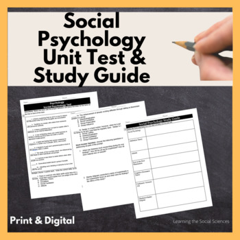 Preview of Social Psychology Test with Study Guide: Print & Digital