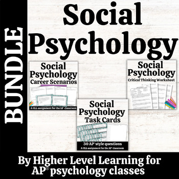 Preview of Social Psychology Unit 9 Bundle | Worksheets | Project | Task Cards