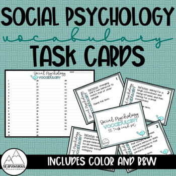 Preview of Social Psychology Vocabulary Task Cards