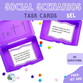 Preview of Social Scenarios Role Play and Conflict Resolution Task Cards Activity SEL
