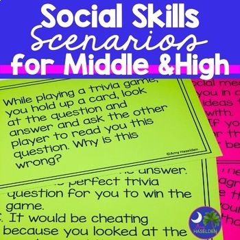 Preview of Social Skills Autism | Task Cards for Middle School with Boom Cards Included