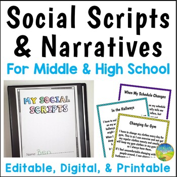 Preview of Social Skills Scripts and Narratives - Editable Stories for Middle & High School