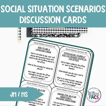 Preview of Social Situations Scenarios Discussion Cards