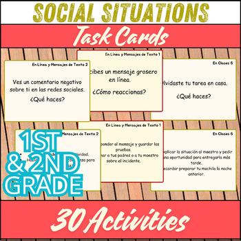 Preview of Social Situations Task Cards: 30 Activities for 1st and 2nd Grade Students