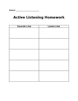 Preview of Social Skill: Active Listening Homework