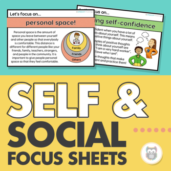 Preview of Self and Social Focus Sheets | Visuals for Social Development, Self Reflection