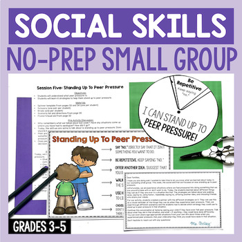 Preview of Social Skills Activities For Counseling Small Group Lessons (NO-PREP)