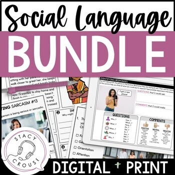 Preview of Social Skills Activities Pragmatic Language Speech Therapy Middle School BUNDLE