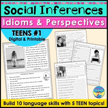 Preview of Social Skills Activities for Teens Social Inferences Idioms Perspectives 1