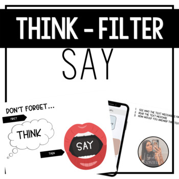 Preview of Social Skills Activity Think-Filter-Say Digital Edition