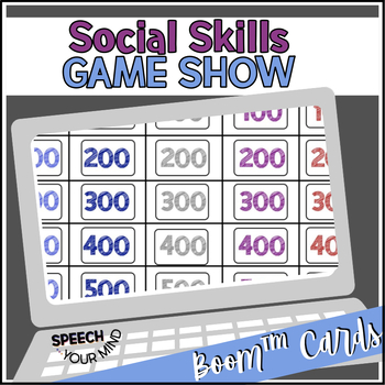 Preview of Social Skills Boom Cards™ Game Show | Pragmatic Language Trivia Game