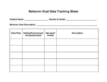 Preview of Social Skills Behavior Goal Data Tracker