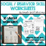 Social Skills & Behavior Skill Practice Worksheets for Aut