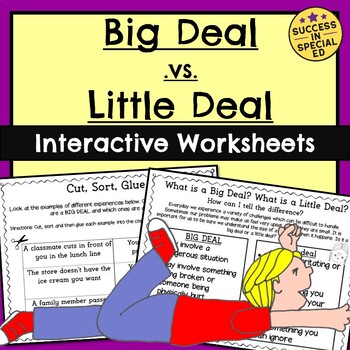 Preview of Social Skills Identifying Big Deal vs Little Deal Interactive Worksheets