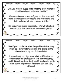 Social Skills Book Companion Templates by SmartmouthSLP | TPT