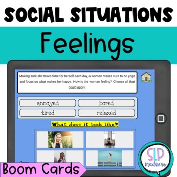 Preview of Social Skills Boom Cards l  Social Inferencing Emotion Cards with Real Pictures