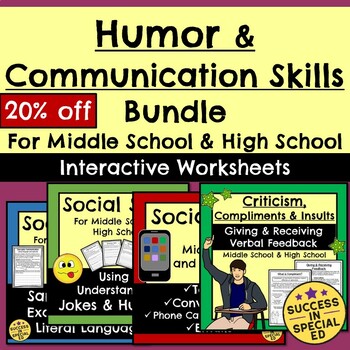 Preview of Social Skills Bundle Middle High School Communication Skills Texting Email Humor