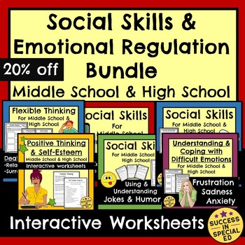 Preview of Social Emotional Learning Bundle Middle and High School Texting Humor Anxiety