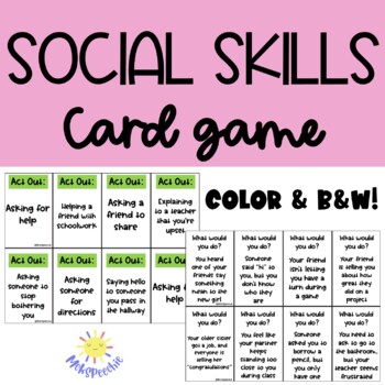 Social Skills Card Game | Social Skills Game by MckSpeechie | TPT