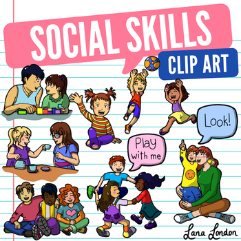 Preview of Social Skills Clip Art - Bonus Speech Bubbles - Joint Attention, Eye contact etc