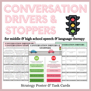 Preview of Social Skills: Conversation Drivers and Stoppers Task Cards for Speech Therapy