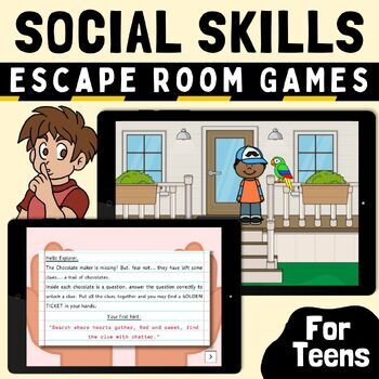 Preview of Social Skills ESCAPE ROOM Digital Games Bundle for Teens with Autism, Special Ed