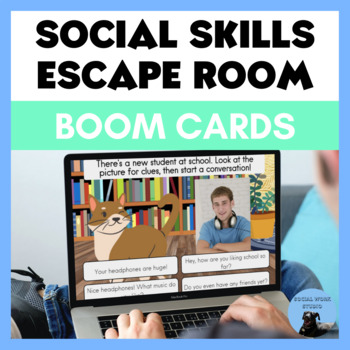 Preview of Social Skills Escape Room -- Boom Cards!