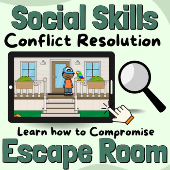 Preview of Social Skills Game: Conflict Resolution & Compromising - Escape Room Activity