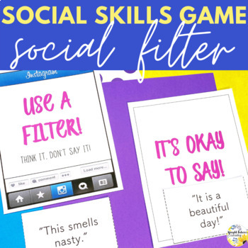 Preview of Social Skills Elementary Counseling SEL Game - Social Filters: Print & Digital