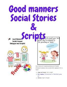 Preview of Social Skills Good Manners Visual Support with Scripts for Autism